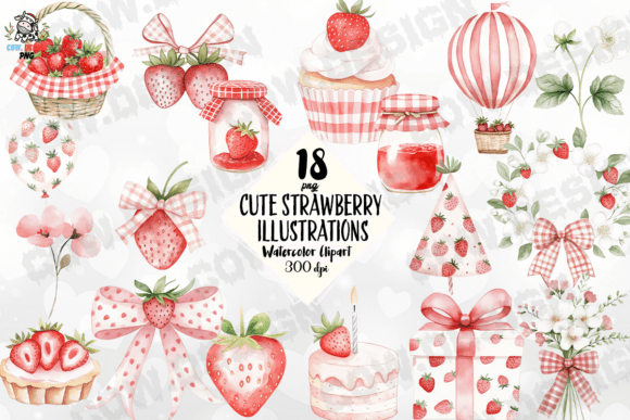 Download Cute Strawberry Illustrations PNG - Premium Resources