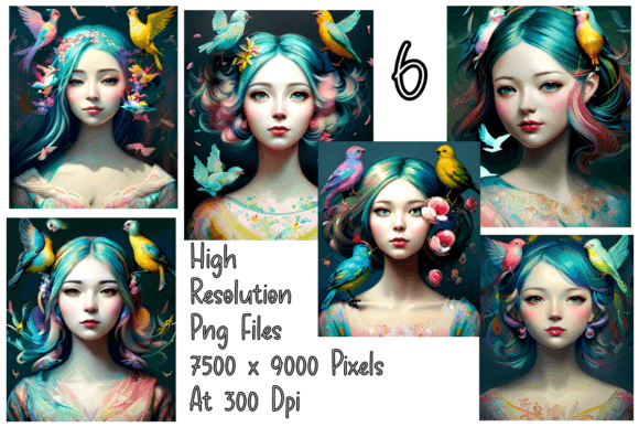 Download Woman Among Flora and Fauna Set of 6 - Premium Bundle